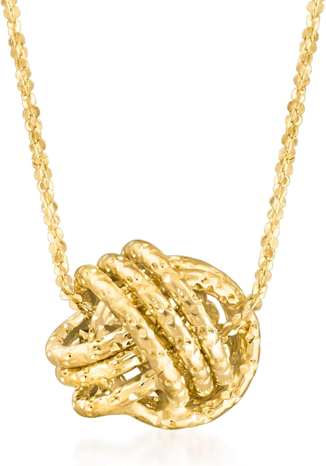 Italian 14Kt Yellow Gold Textured Love Knot Necklace