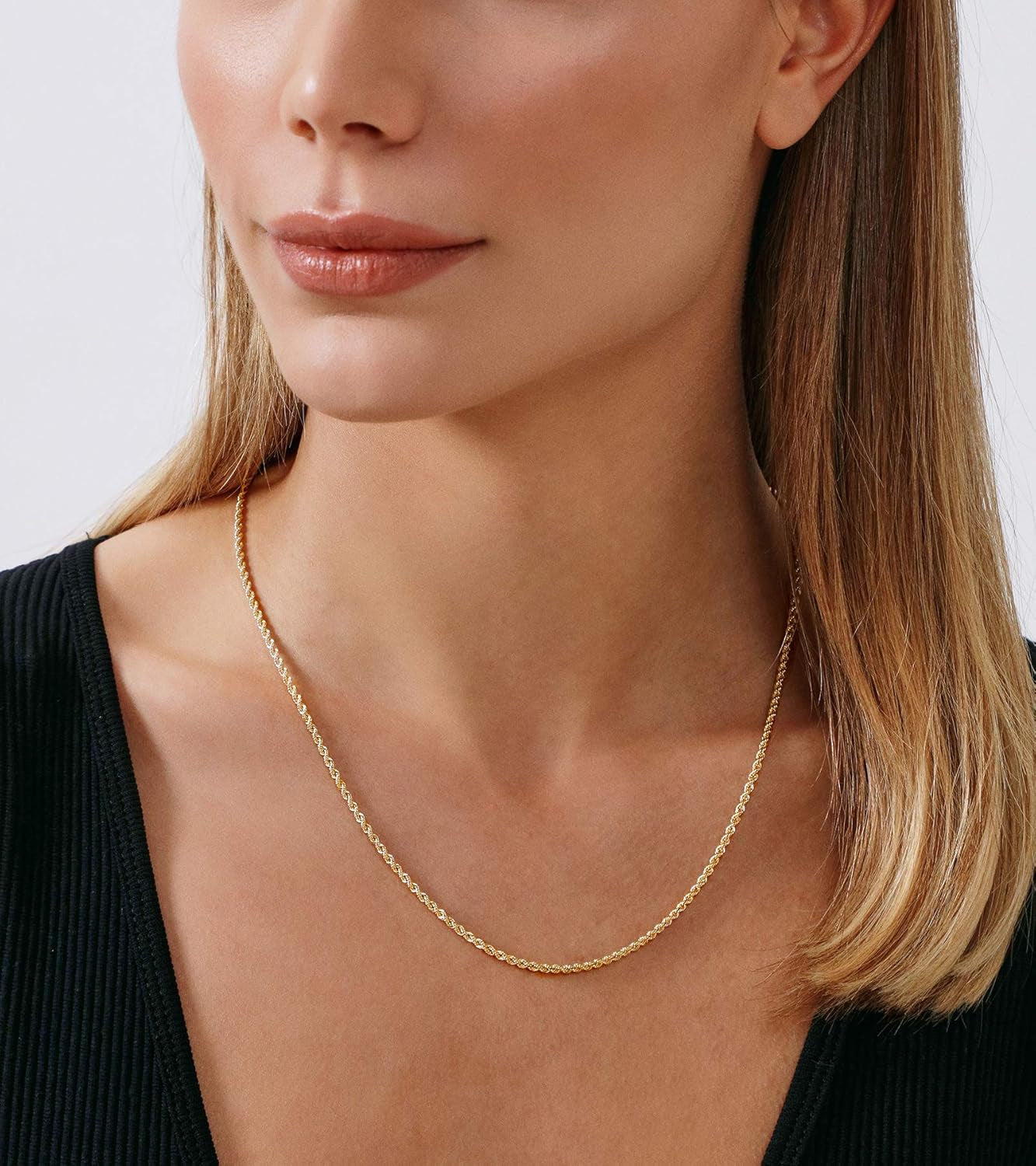 Gold Chain Necklace Collection - 14K Solid Yellow Gold Filled Rope Chain Necklaces for Women and Men with Different Sizes (2.1Mm, 2.7Mm, or 3.8Mm)
