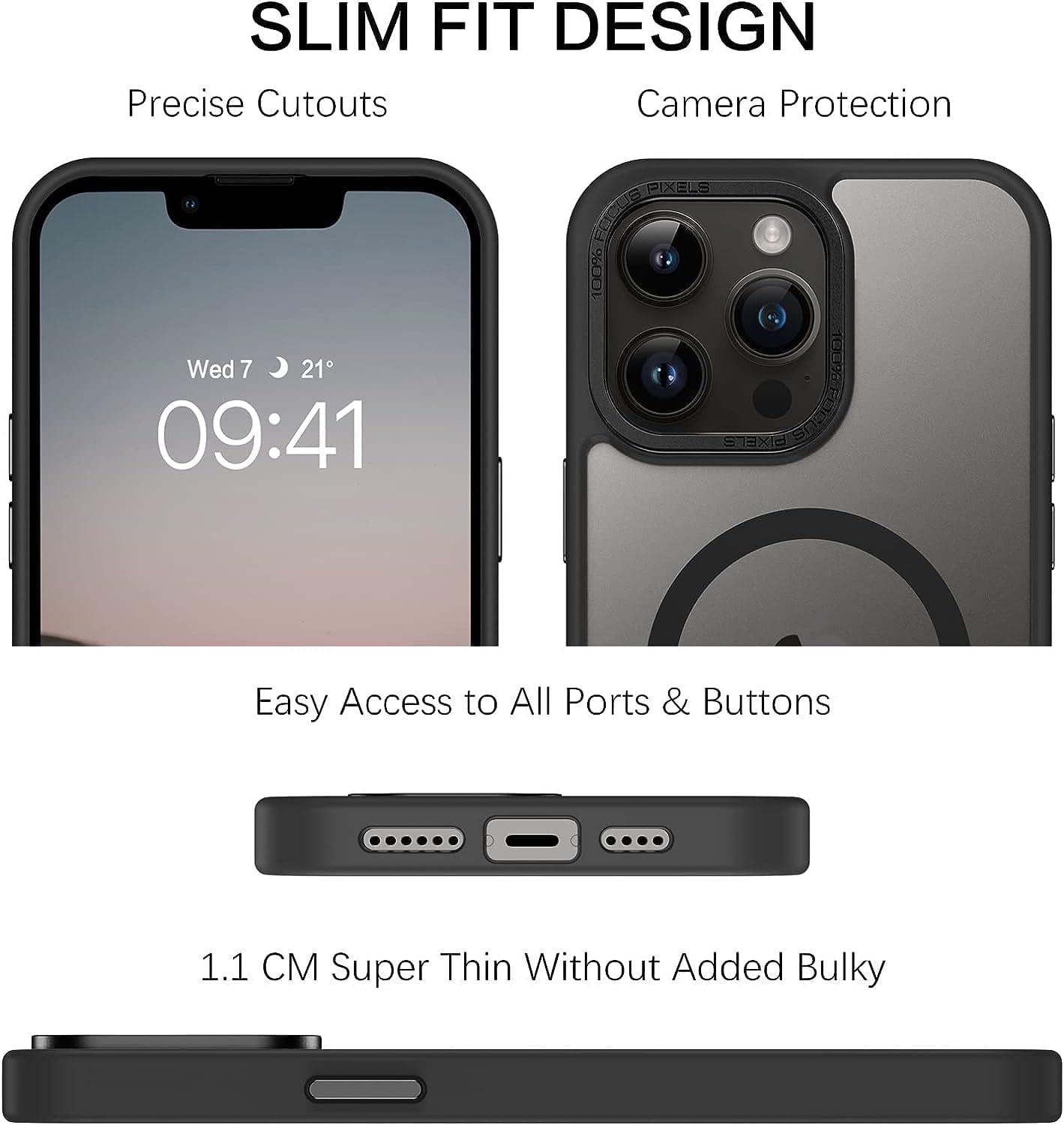 for Iphone 13 Pro Max Phone Case,Iphone 13 Pro Max Magnetic Case [Compatible with Magsafe] Translucent Matte Shockproof Women Men Girl Protective Case Cover for Iphone 13 Pro Max 6.7",Black