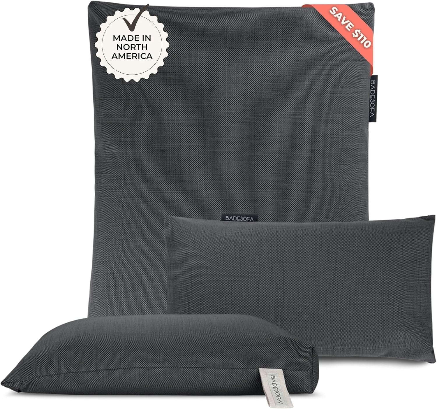 ® Luxury Bath Pillows for Tub Full Body Set - 3-Piece Bath Pillow Set with Premium Materials & Cleandry+ - Bathtub Pillows for Head and Neck Support - Tub Pillow for Bathtub in Charcoal