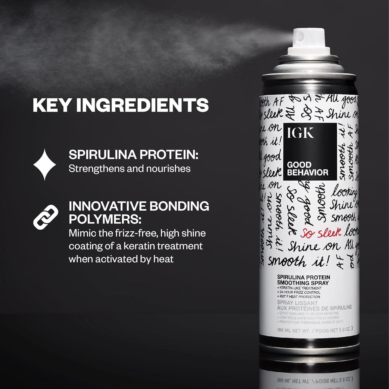 GOOD BEHAVIOR Spirulina Protein Smoothing Spray | Keratin like Treatment + Frizz Control + Heat Protectant | Vegan + Cruelty Free |
