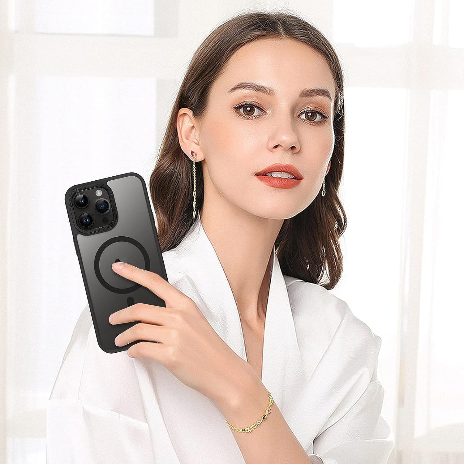 for Iphone 13 Pro Max Phone Case,Iphone 13 Pro Max Magnetic Case [Compatible with Magsafe] Translucent Matte Shockproof Women Men Girl Protective Case Cover for Iphone 13 Pro Max 6.7",Black