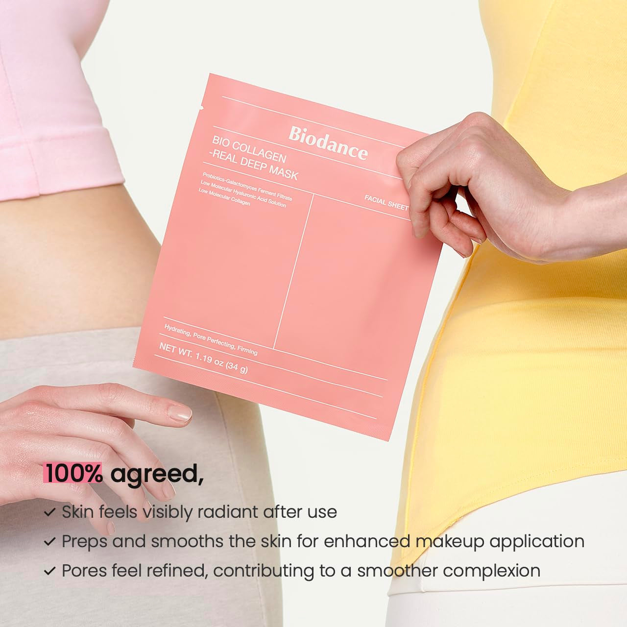 Bio-Collagen Real Deep Mask, Hydrating Overnight Hydrogel Mask, Pore Minimizing, Elasticity Improvement, 34G X16Ea