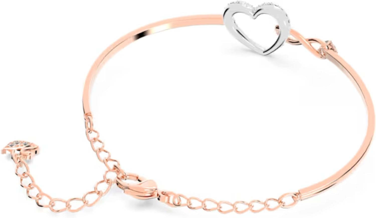 Infinity Heart Jewelry Collection, Necklaces and Bracelets, Rose Gold & Rhodium Tone Finish, Clear Crystals