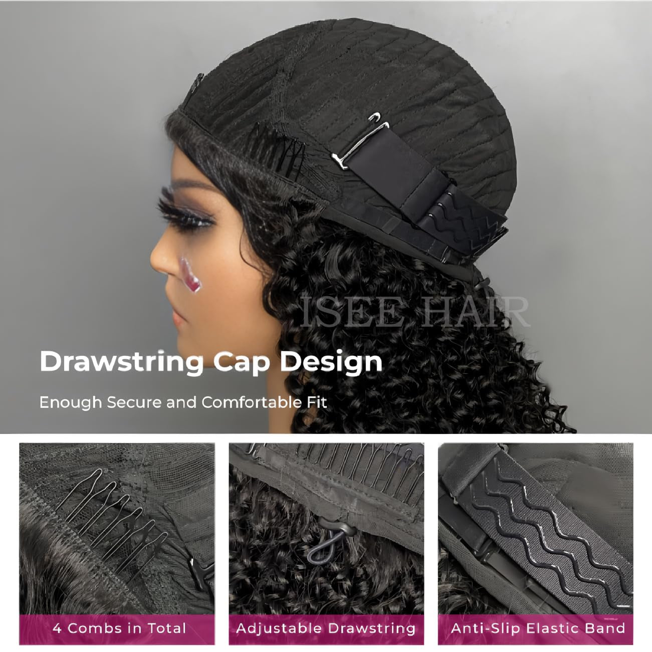Half Wig Human Hair Glueless Wigs Upgrade 3 in 1 Half Wig with Drawstring Seamless Clip Ins Flip over Kinky Curly Human Hair No Glue No Lace for Women 180% Density 18 Inch