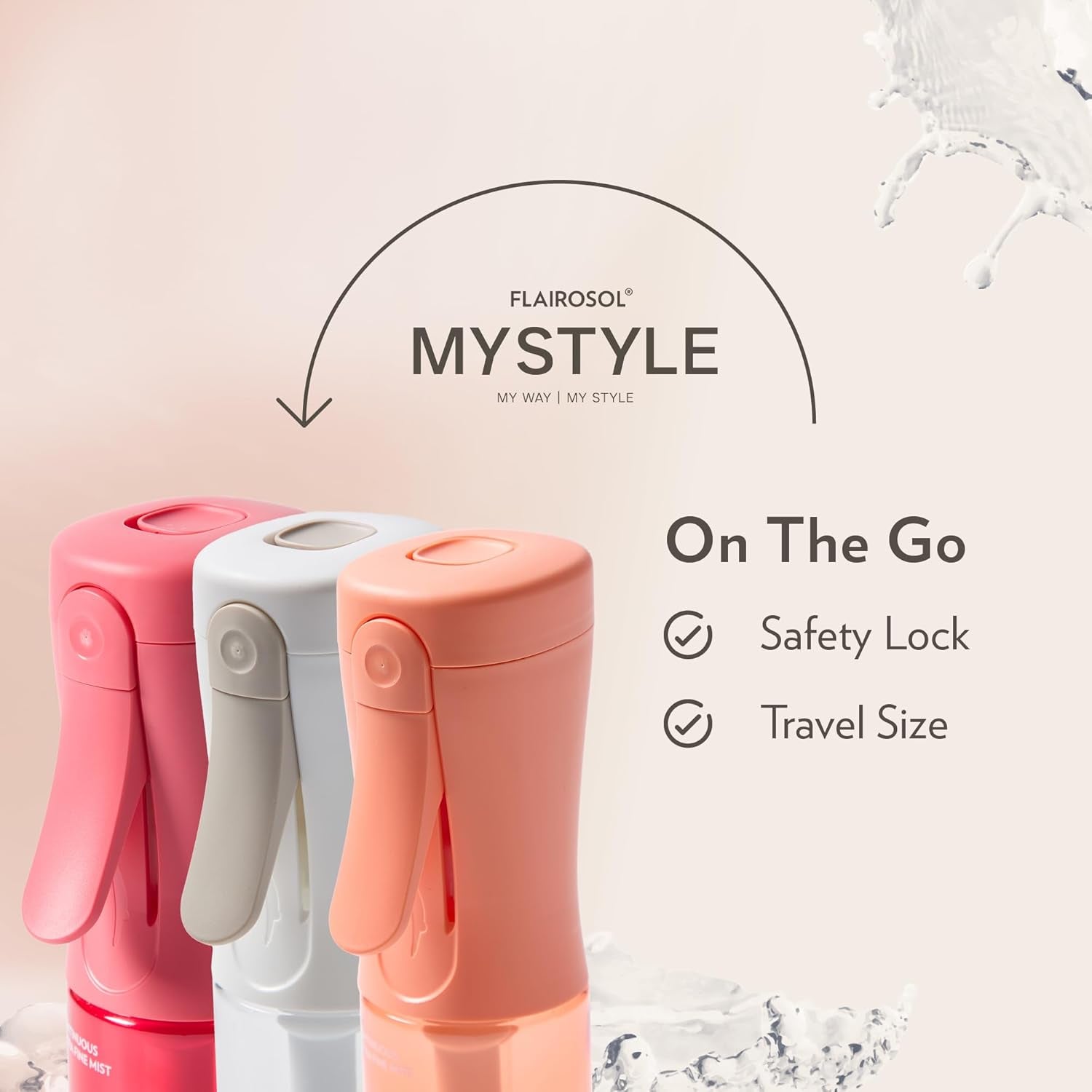 Mystyle, Spray Bottle for Hair- 3 Pack Small Travel Spray Bottle, Ultra Fine Continuous Water Mist for Face, Hairstyling, Salon, Cleaning, Beauty, Toners, Hydration & Makeup, 3.04Oz / 90Ml