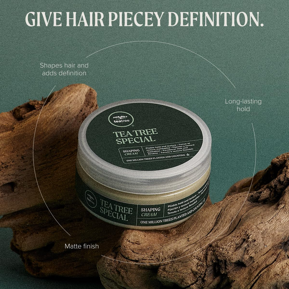 Tea Tree Shaping Cream, Hair Styling Cream, Long-Lasting Hold, Matte Finish, for All Hair Types