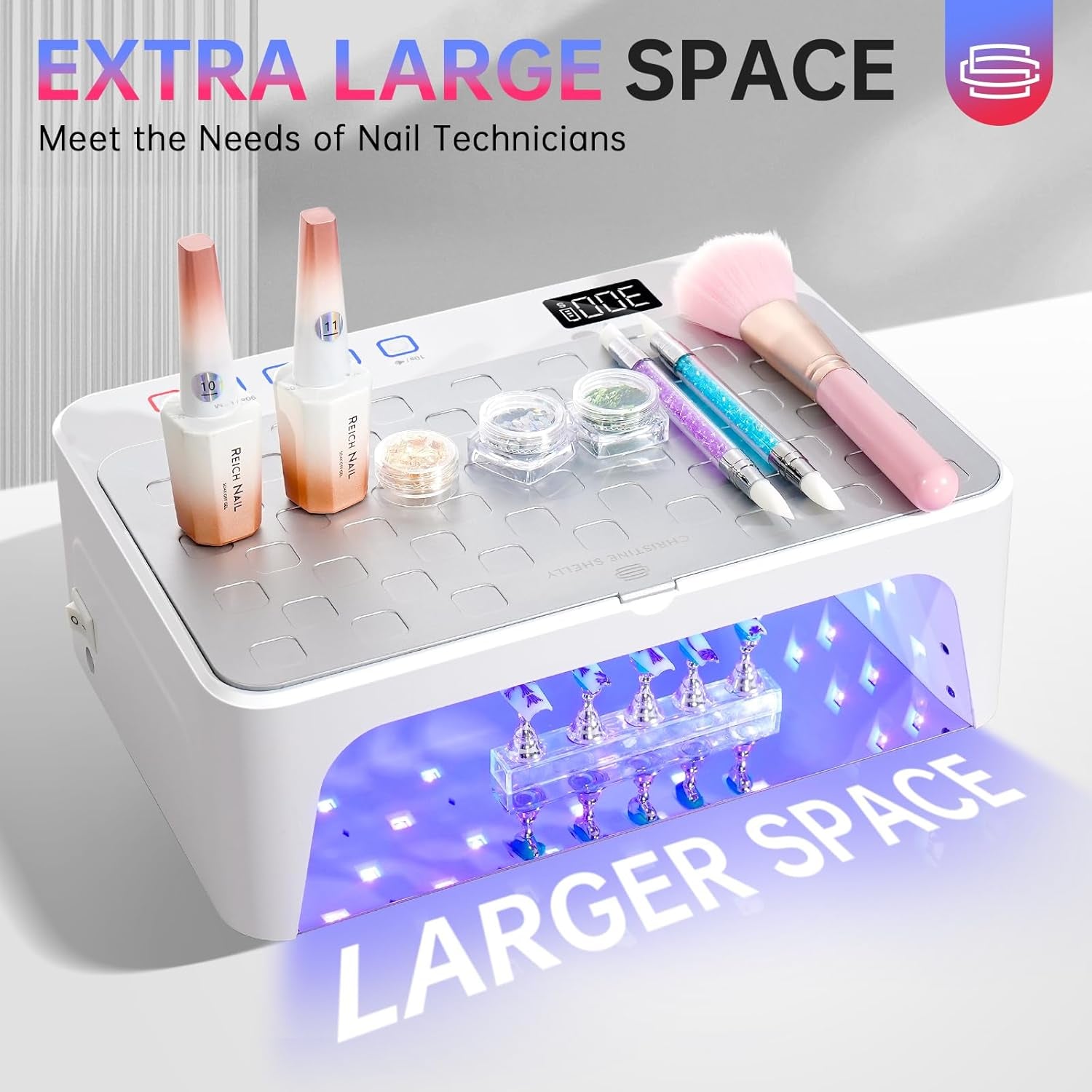 UV LED Nail Lamp, Rechargeable UV Light for Gel Nails, Luxury Nail Dryer, Curing Lamp for Gel Polish Dryer, Two Hand with Special Red Light Skincare, 4+2 Timer