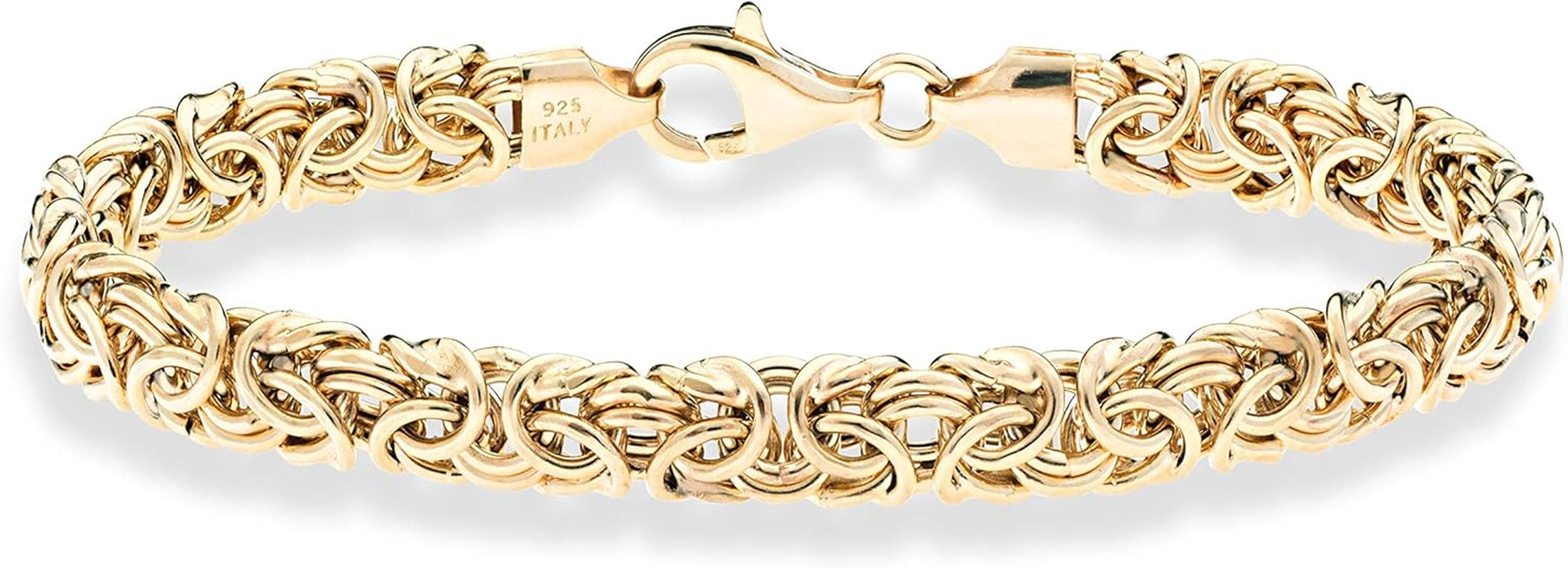 Italian 18K Gold over 925 Sterling Silver Byzantine Bracelet for Women Handmade in Italy