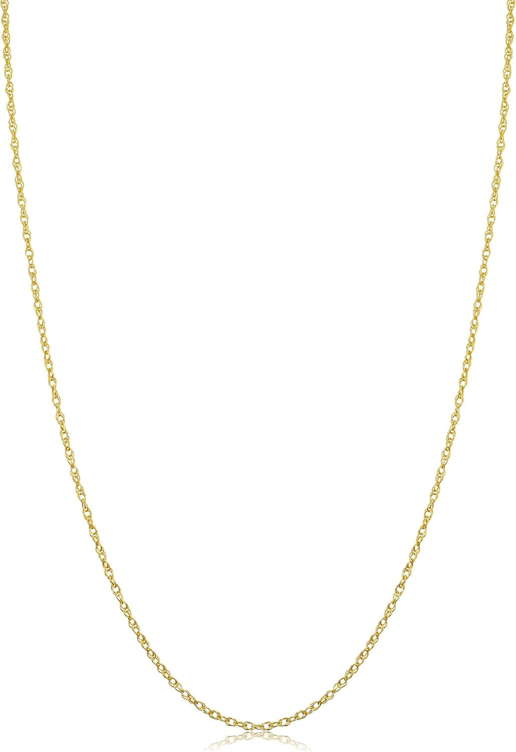 10K Yellow Gold Rope Chain Barely-There Necklace (0.7 Mm, 0.9 Mm, 1 Mm or 1.3 Mm) - Thin and Lightweight