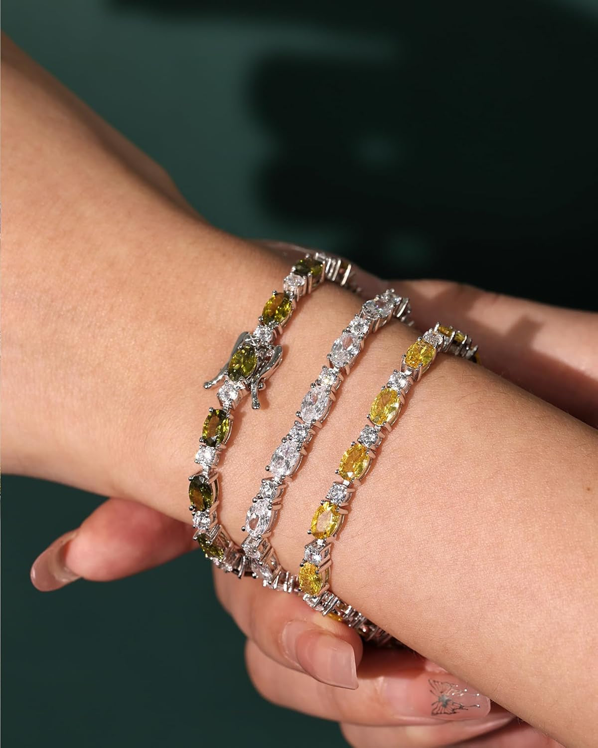 Birthstone Bracelets Sterling Silver Tennis Bracelets Charm Fine Jewelry Birthday Gifts for Women 7"