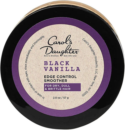 Black Vanilla Edge Control for Curly, Wavy or Natural Hair, Clear Edge Smoother for Dry, Dull or Brittle Hair, 2 Oz