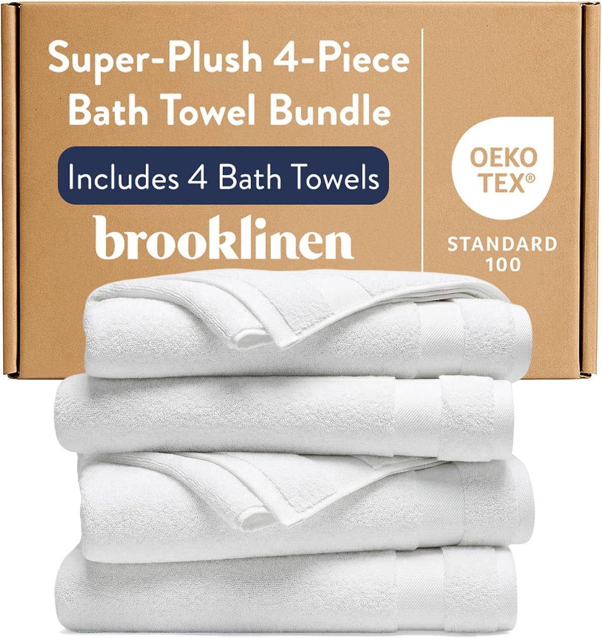 Brooklinen Super-Plush Bath Towel Set | 100% Turkish Cotton, Set of 4, White