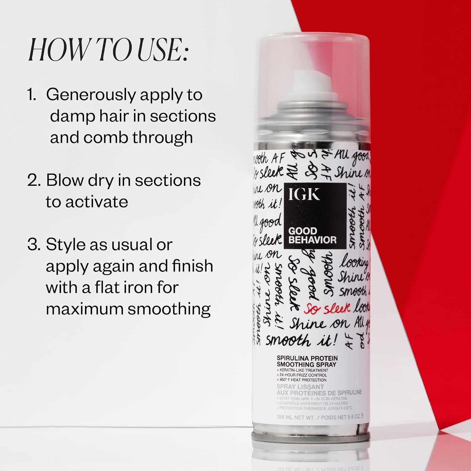GOOD BEHAVIOR Spirulina Protein Smoothing Spray | Keratin like Treatment + Frizz Control + Heat Protectant | Vegan + Cruelty Free |