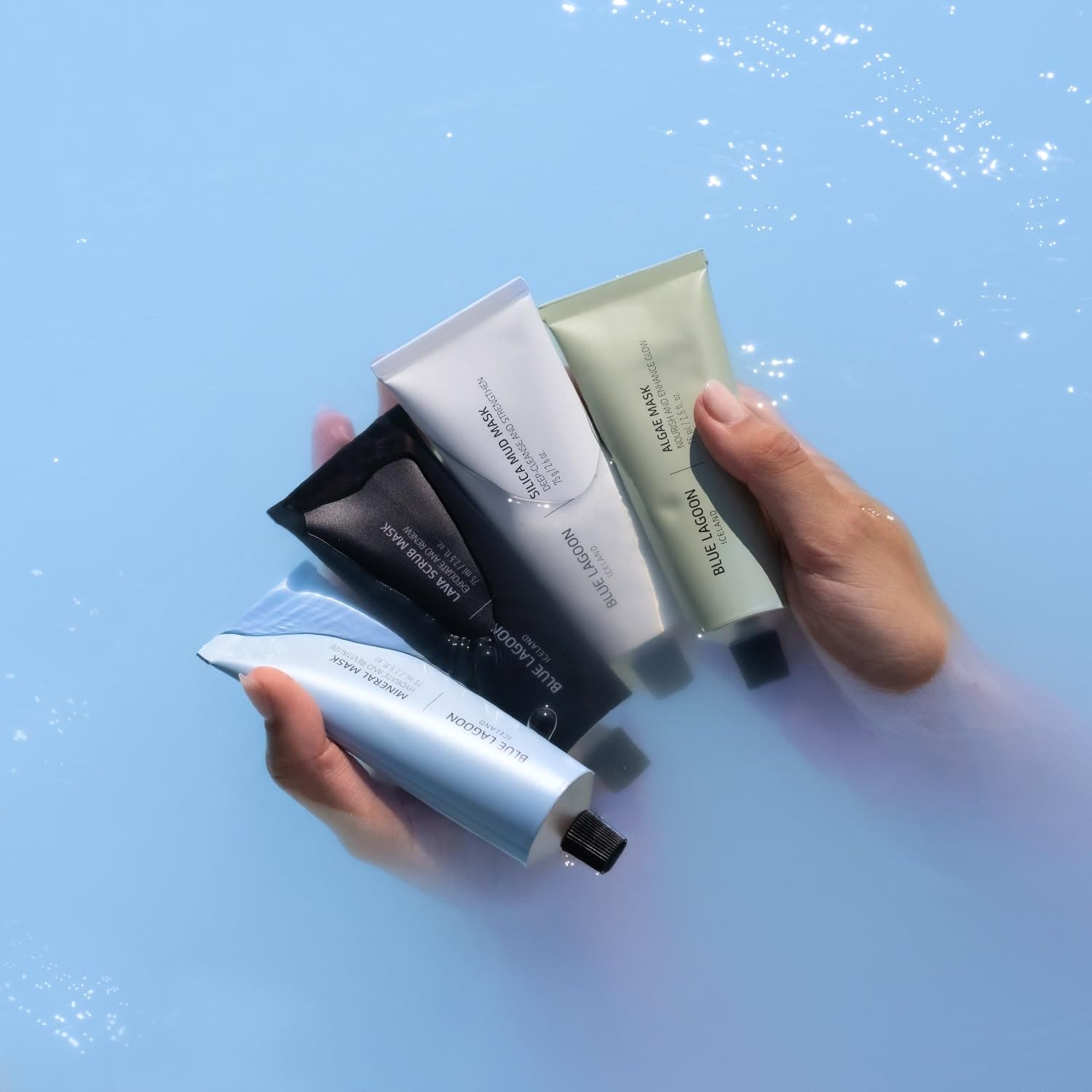 Blue Lagoon Signature Masks, Includes Facial Mask Targeting Hydration, Calmness, Exfoliation & Nourishment, Leaving Skin Glowing and Radiant, Full Size Set, 4Pcs