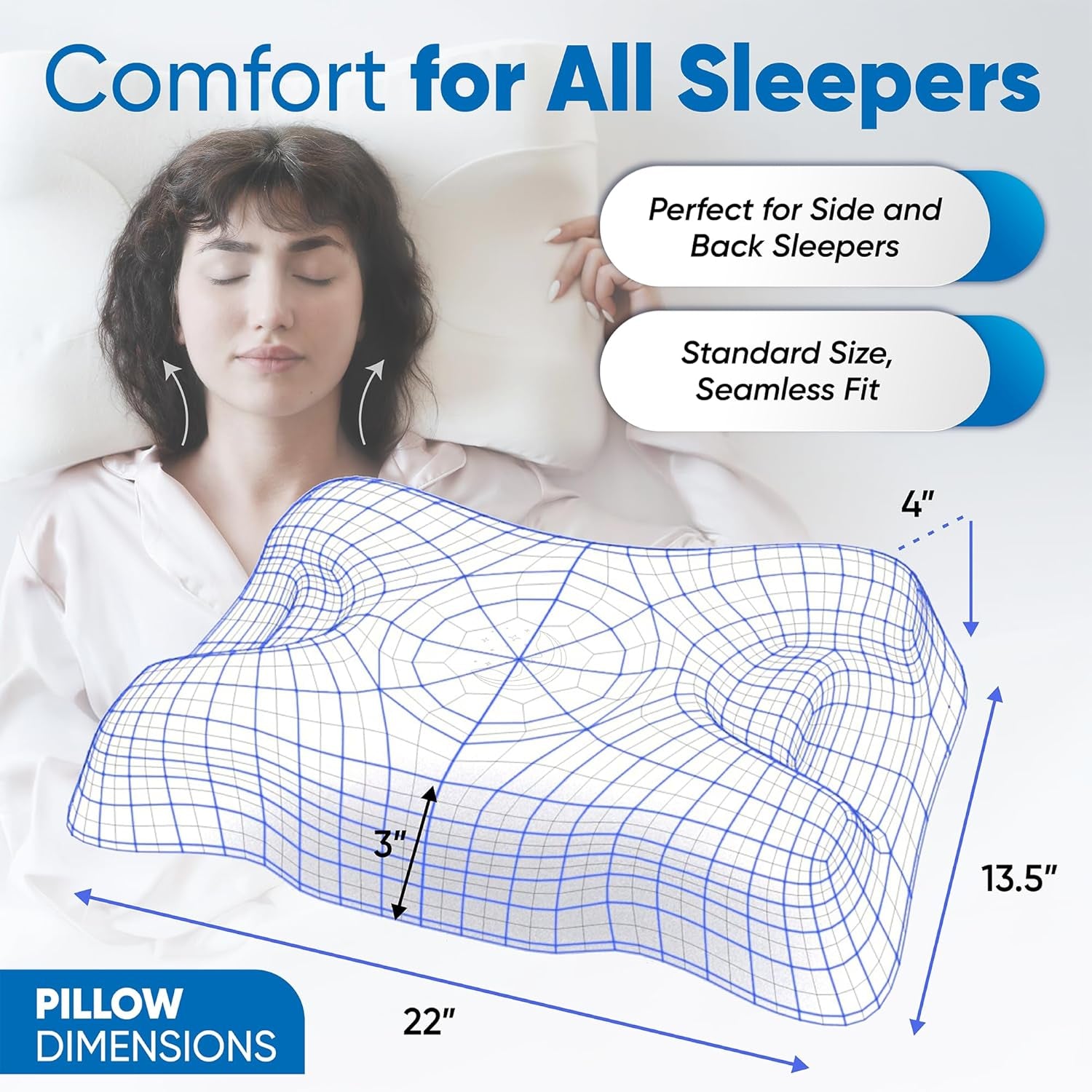 Flawless Face Beauty Pillow Anti Aging Memory Foam Cervical Pillow with Bamboo Pillowcase