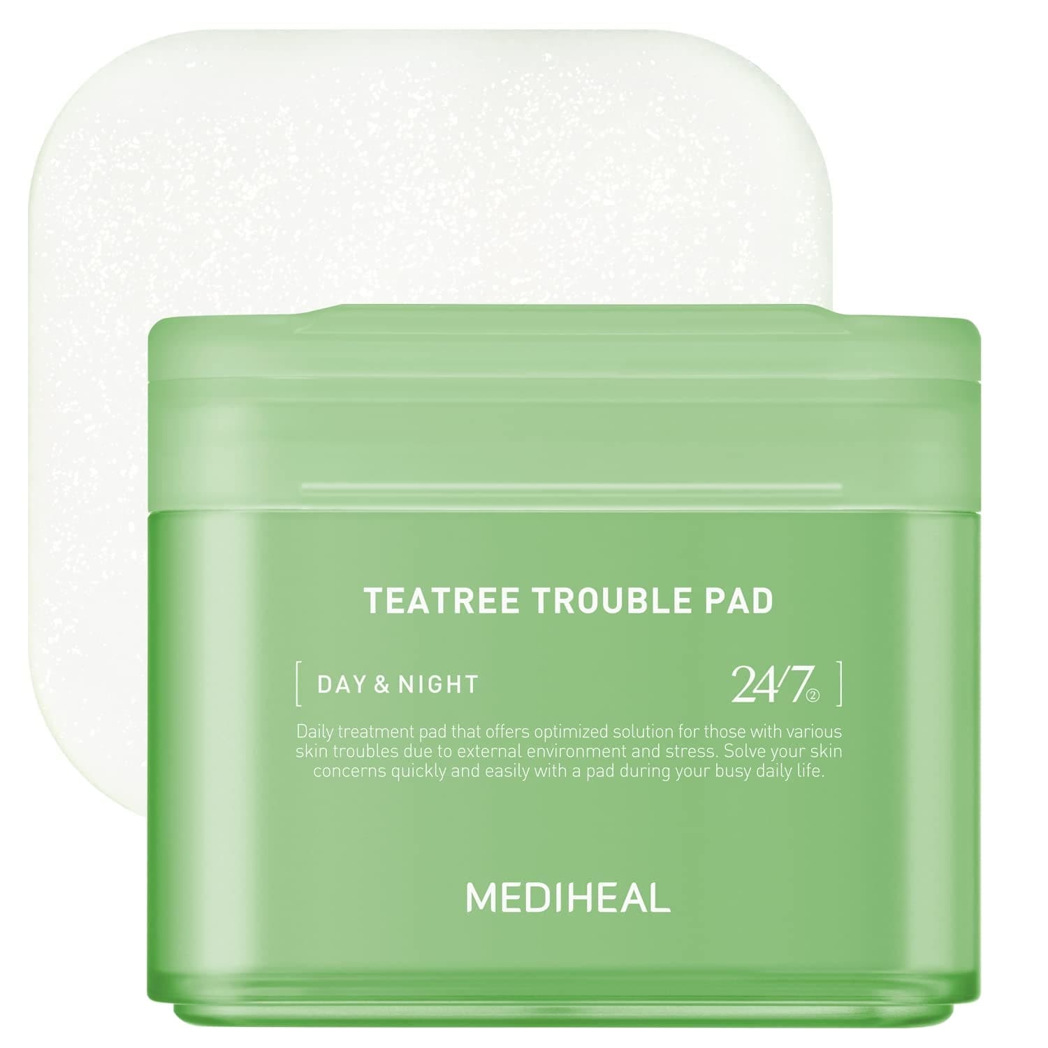 Teatree Trouble Facial Toner Pads with Tea Tree & Lactobacillus - Soothing Cotton Pads for Sensitive & Acne Prone Skin - Vegan Face Gauze, 100 Pads