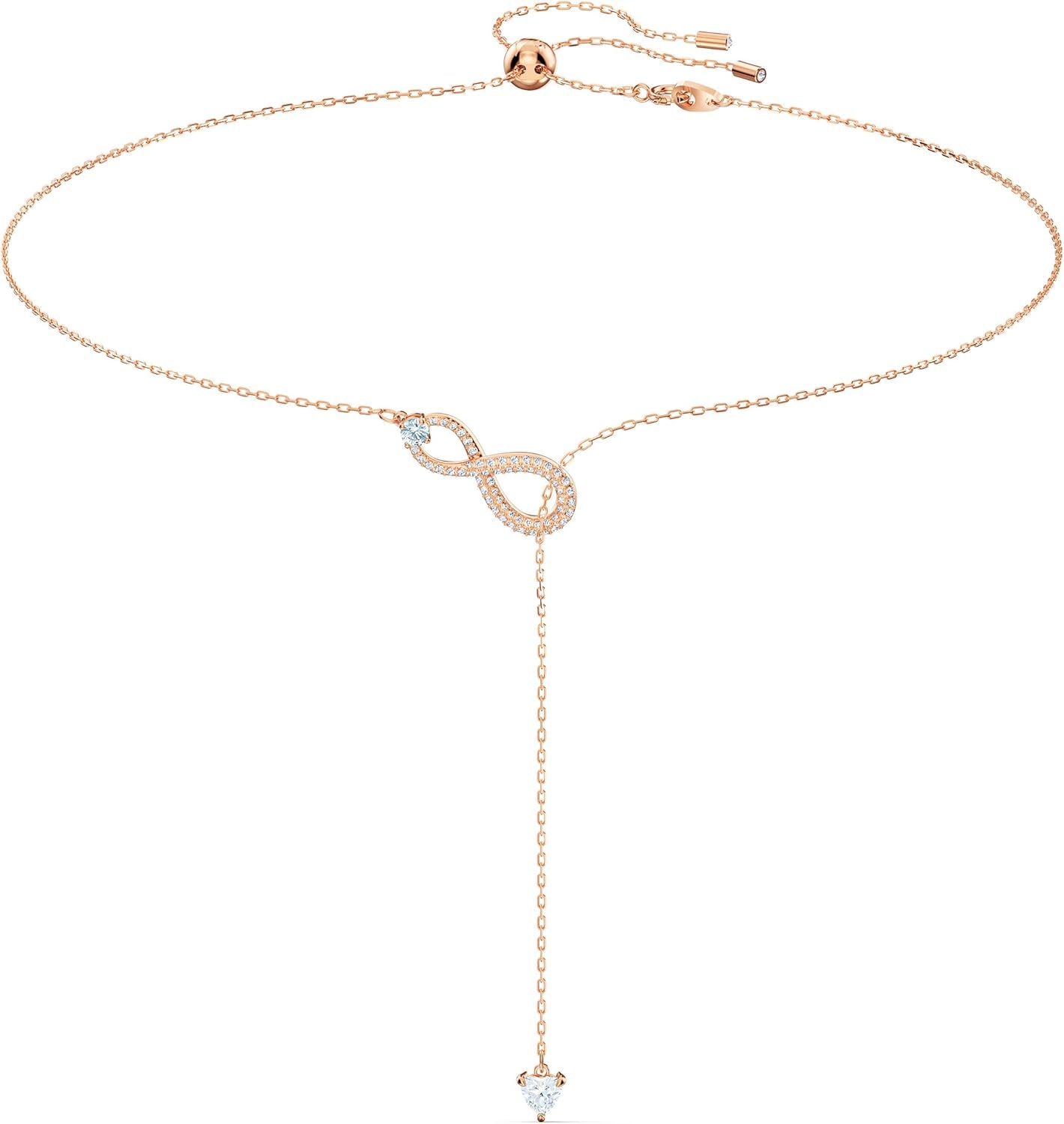 Infinity Twist Jewelry Collection, Bracelets & Necklaces, Rhodium & Rose Gold Tone Finish, Clear Crystals
