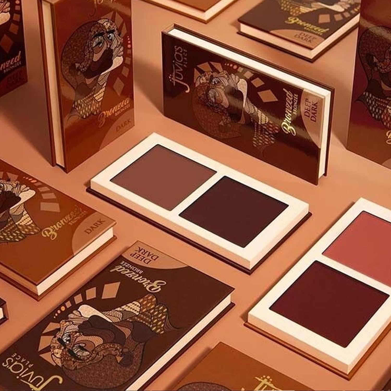 Bronzed Duo Bronzer Dark - Soft Matte Bronzer, Contour Powder, Bronzer Pressed Powder, Long-Wearing & Buildable Bronzing Powder - Suitable for Dark to Deep Tan Skin Tone