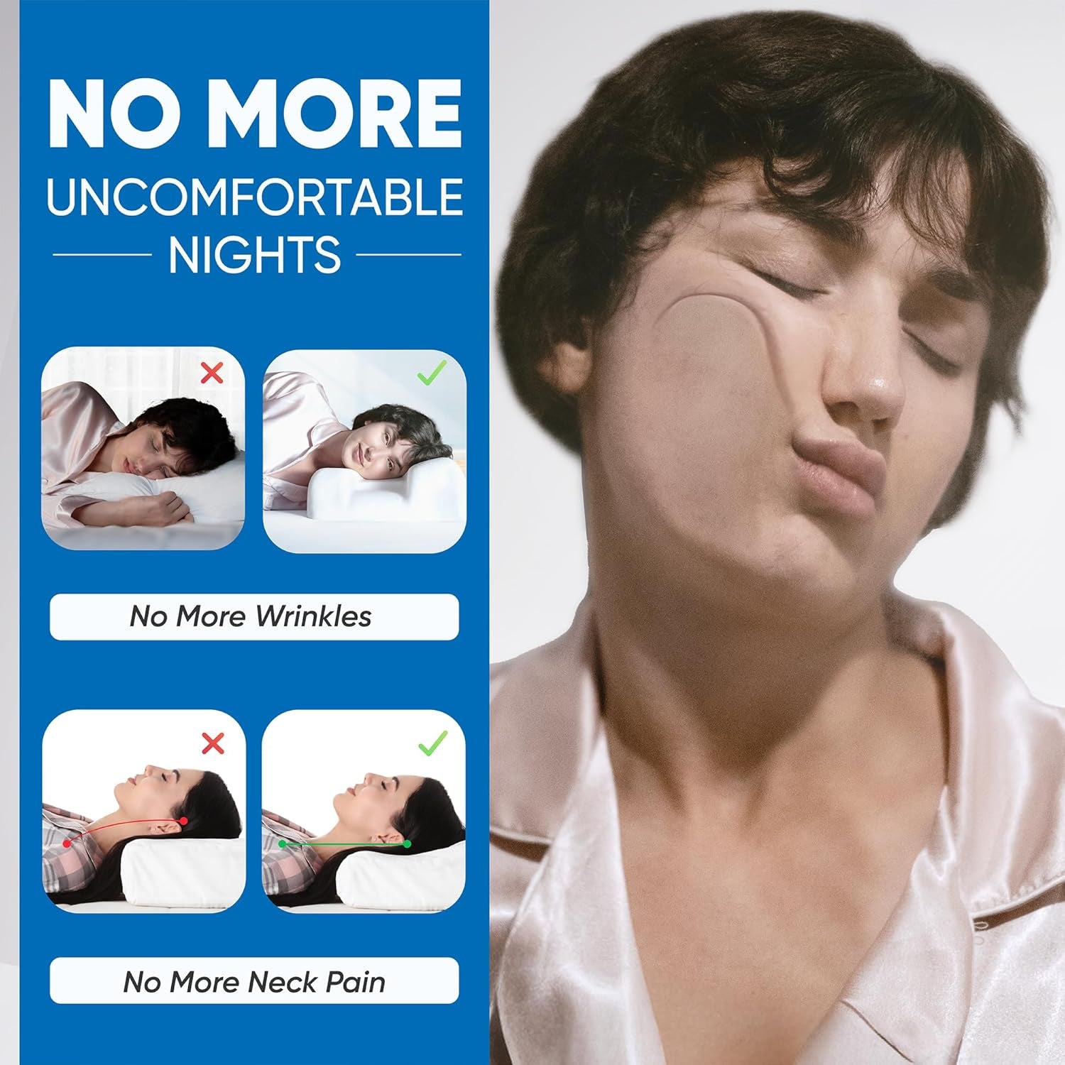 Flawless Face Beauty Pillow Anti Aging Memory Foam Cervical Pillow with Bamboo Pillowcase
