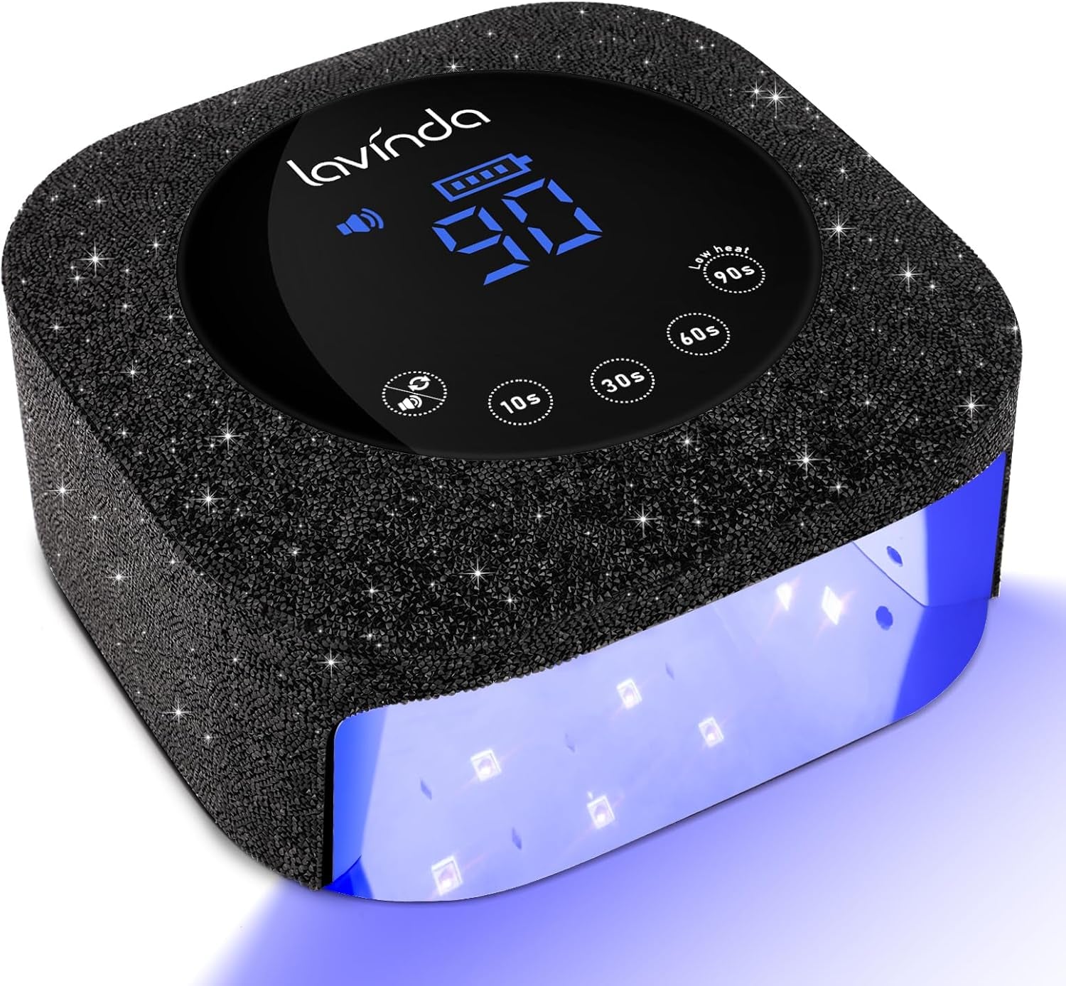 54W UV Nail Lamp, UV Light for Gel Nails, Cordless Rechargeable UV LED Nail Lamp Nail Light with 4 Timer and LCD Display, Professional Fast Curing Lamp Nail Dryer with Black Rhinestone