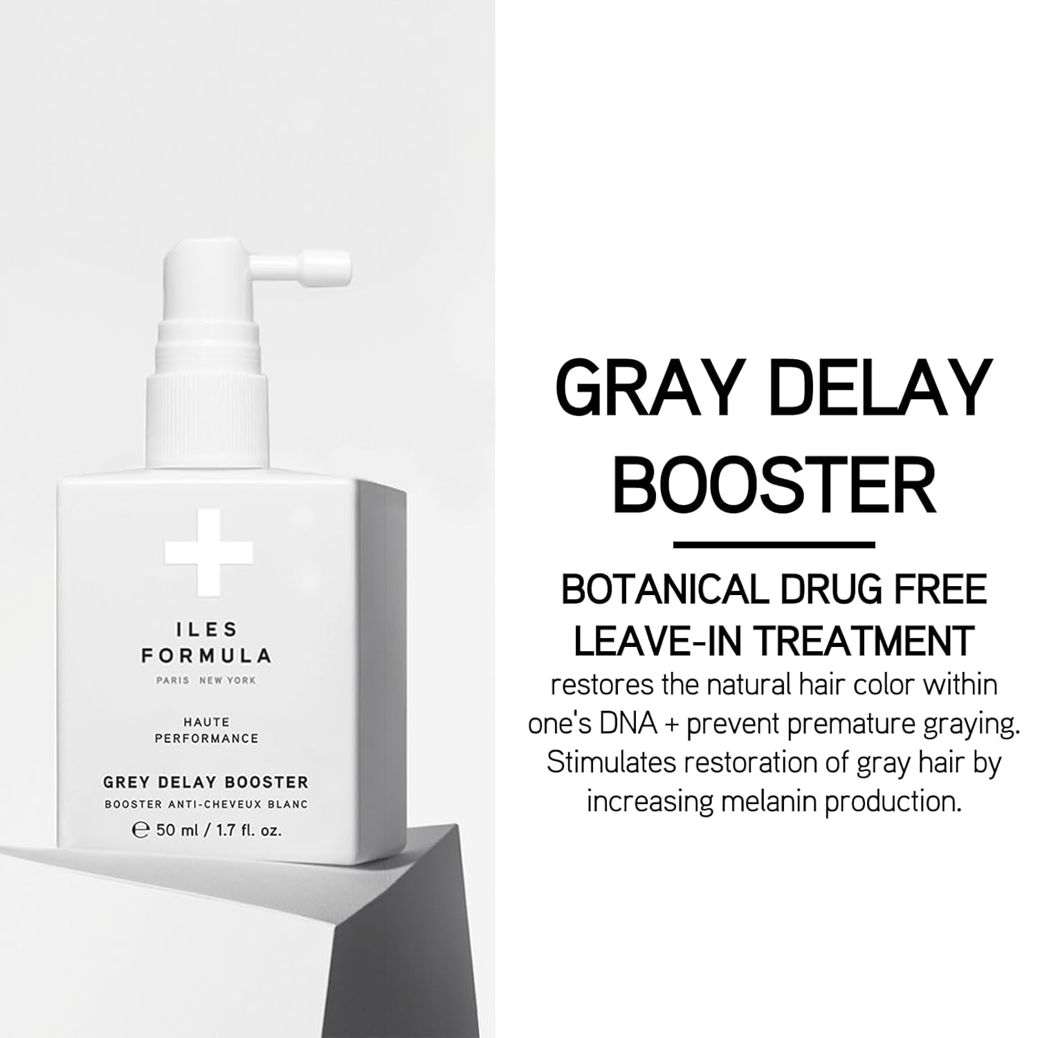 Grey Delay Booster – Anti-Gray Leave-In Hair Treatment, Prevents Premature Graying & Stimulates Melanin Production, Plant-Based W/Chios Mandarin & Matsutake Mushroom, 1.7 Fl Oz (50 Ml)