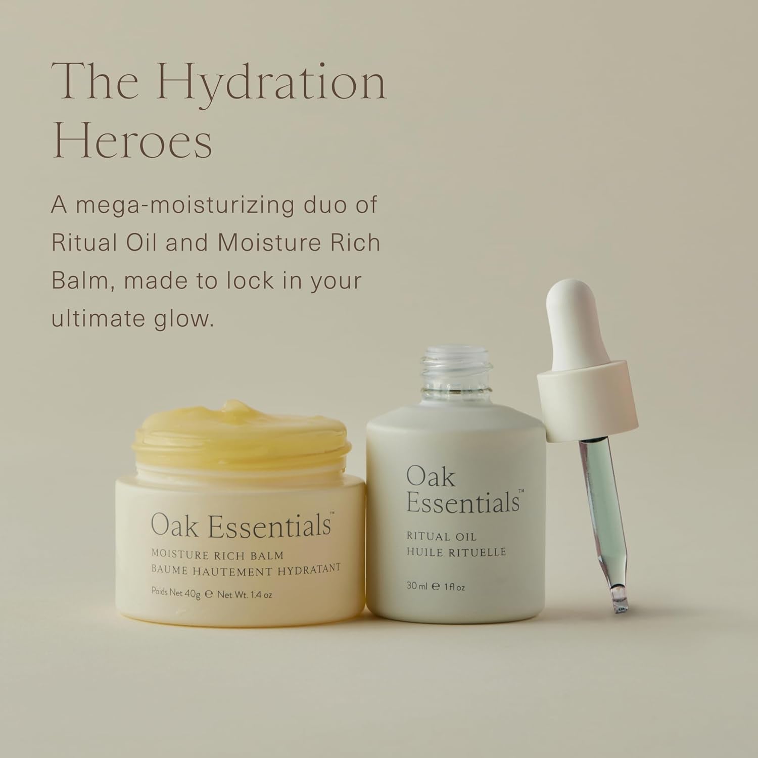 Oak Essentials Hydration Heroes Luxury Moisture Ritual Duo with Blue Tansy Oil and Sea Buckthorn Balm