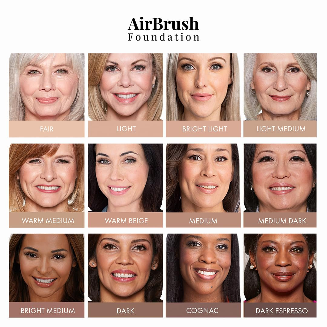 Magicminerals Airbrush Foundation Set by  - Complete 5Pc Spray Makeup Set with Foundation, Primer, and Setting/Finishing Spray - for Smooth, Radiant Skin (Light)