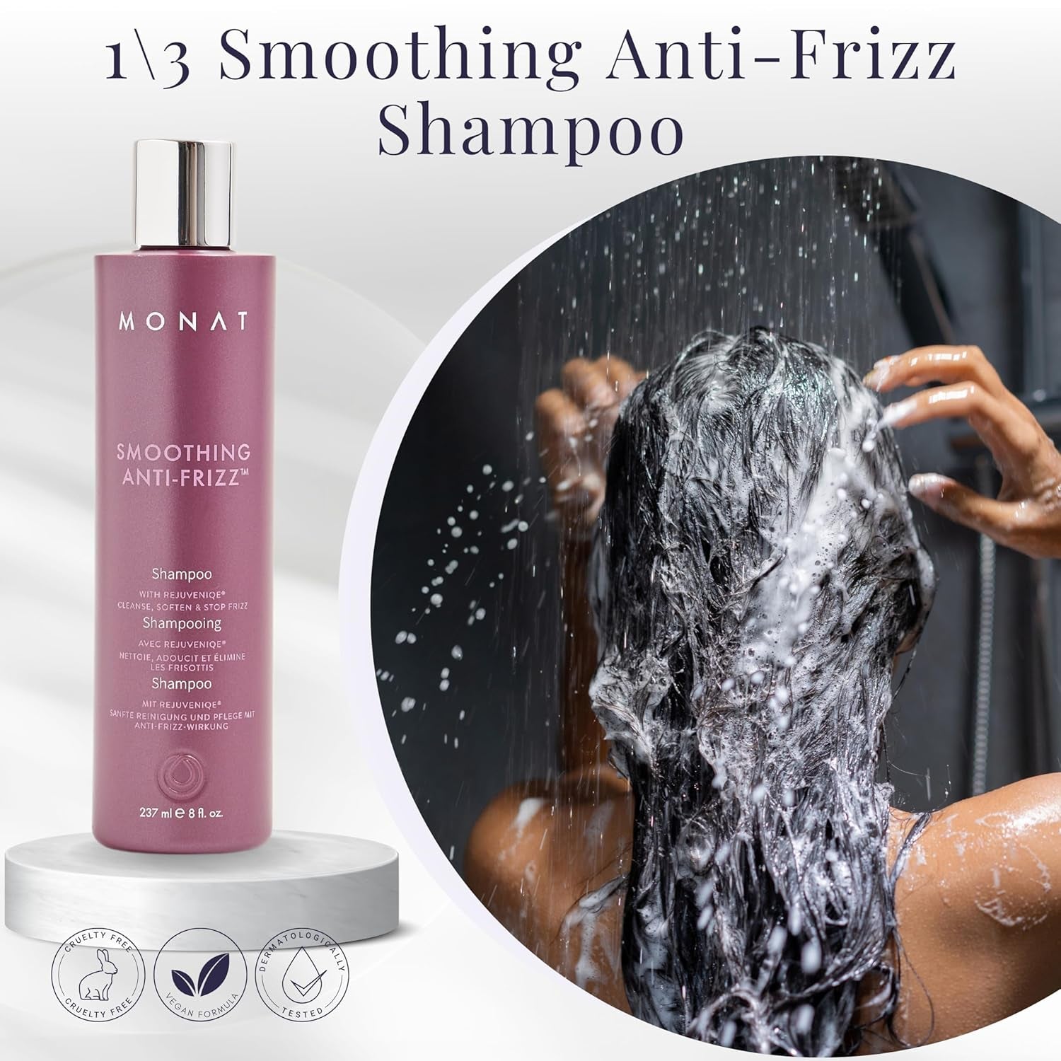 Smoothing anti Frizz Shampoo, Deep Intensive Treatment & Blow Out Cream - Frizzy Hair Care Pack - Vegan, Natural, Heat Damage Protection, Strengthens Hair - 3 Products