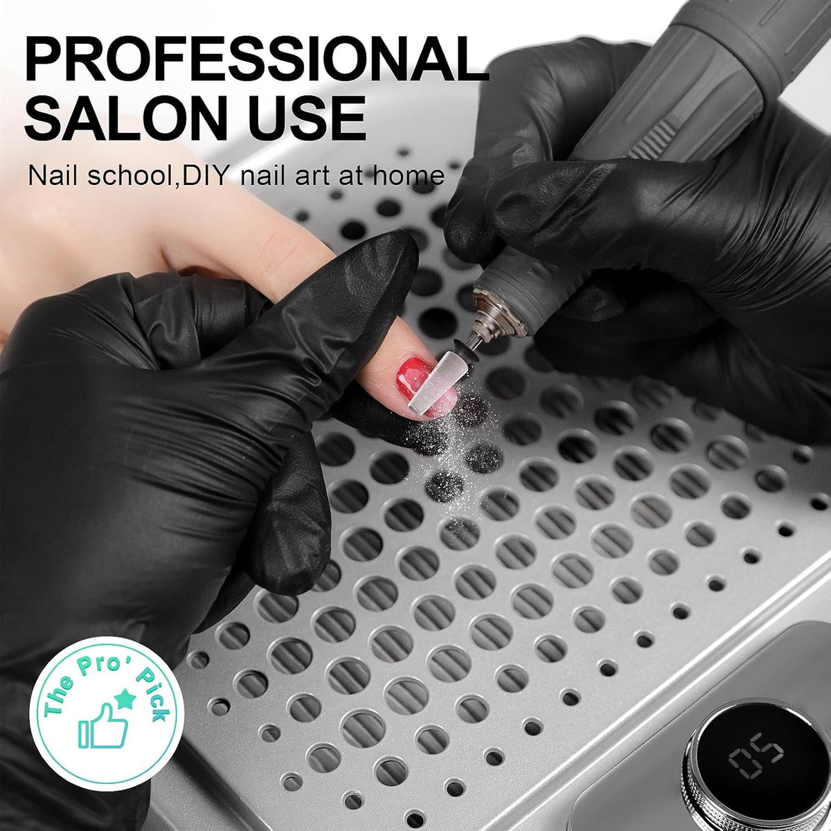 Rechargeable Nail Dust Collector for Acrylic Nails, 10-Gear Professional Nail Vacuum Duster Extractor Cleaner with 2 Reusable Filters for Salon Use,Powerful