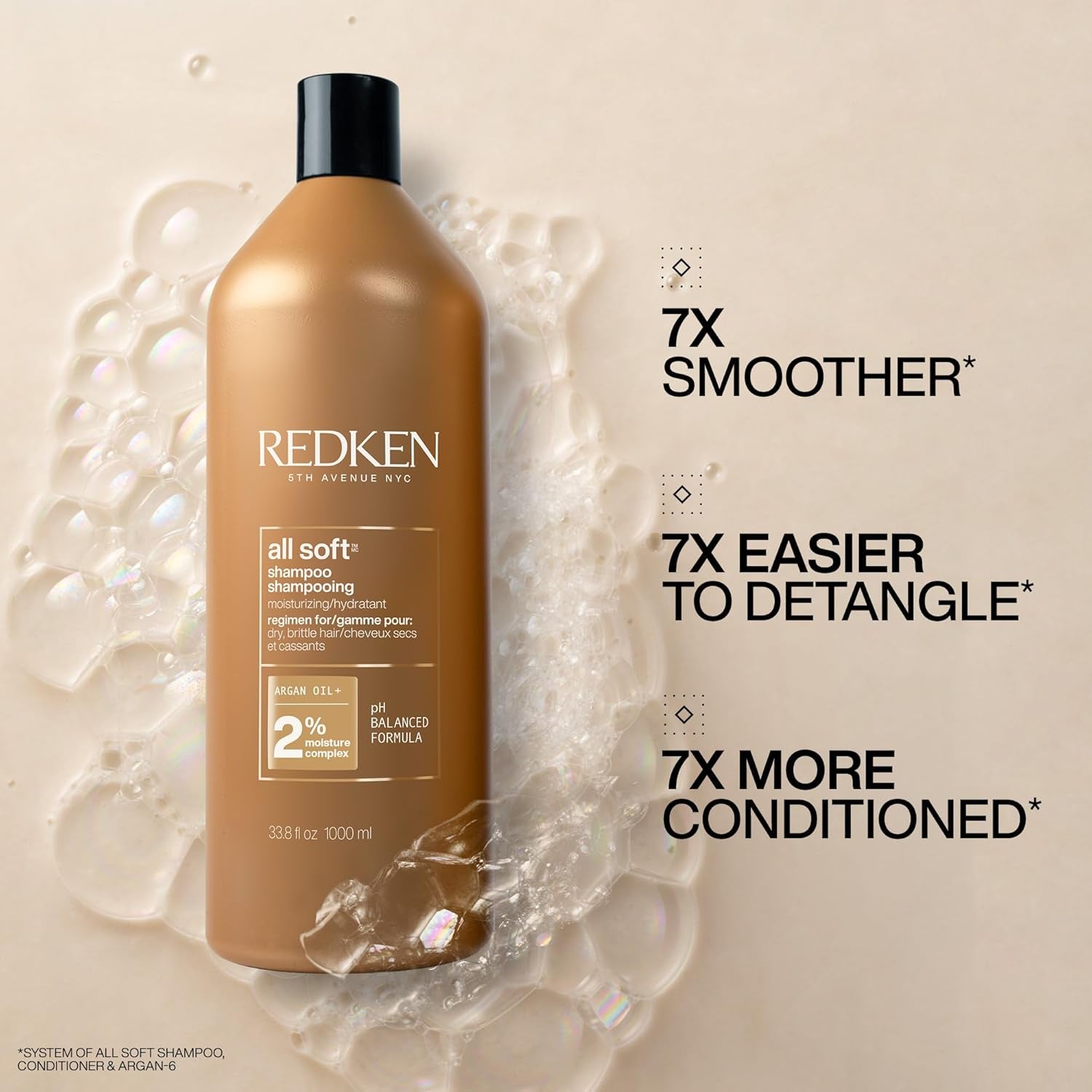 Redken All Soft Shampoo - Moisturizes & Hydrates Dry Hair, Softens & Adds Shine, with Argan Oil, Safe for Color-Treated Hair
