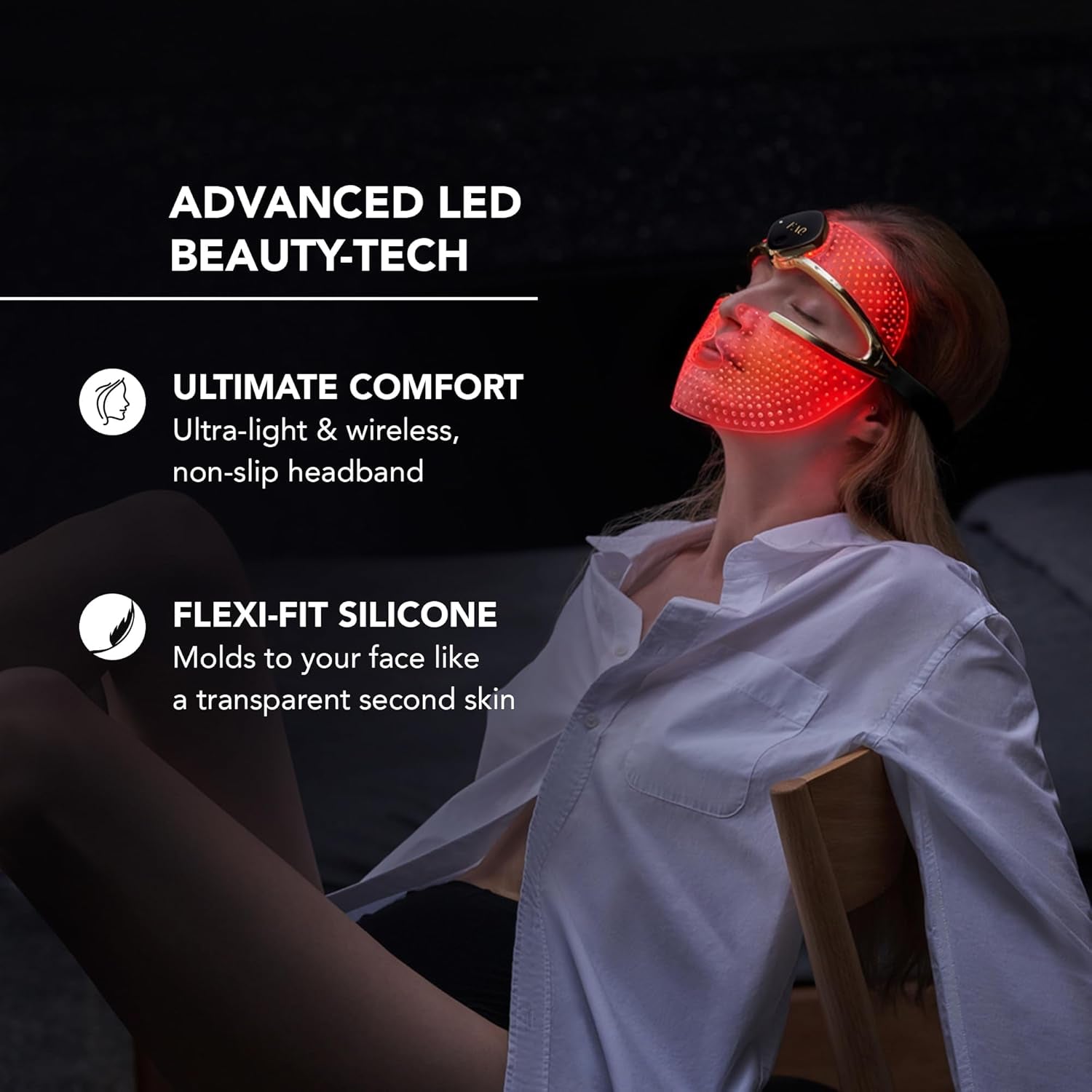 202 - Advanced 7 LED Lights Face Mask - Wireless Face Masks Beauty - 600 Glow Points - Wearable Skin Care