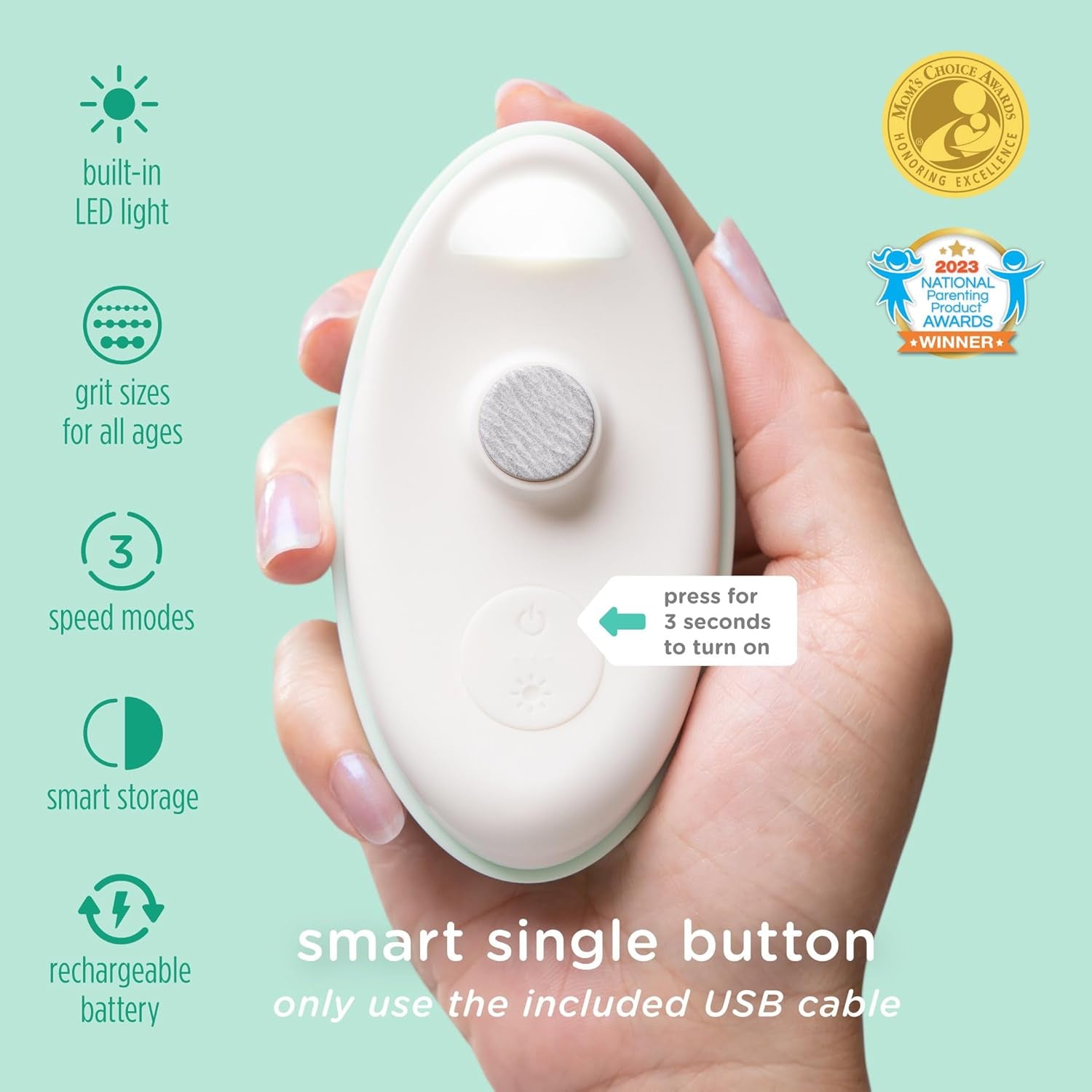 Rechargeable Electric Baby Nail Trimmer | Newborn Nail Clipper | Electronic File for Babies | Infant/Toddler Nail Grooming Kit | Portable Manicure Essentials | LED Light Fingernail Cutter Set