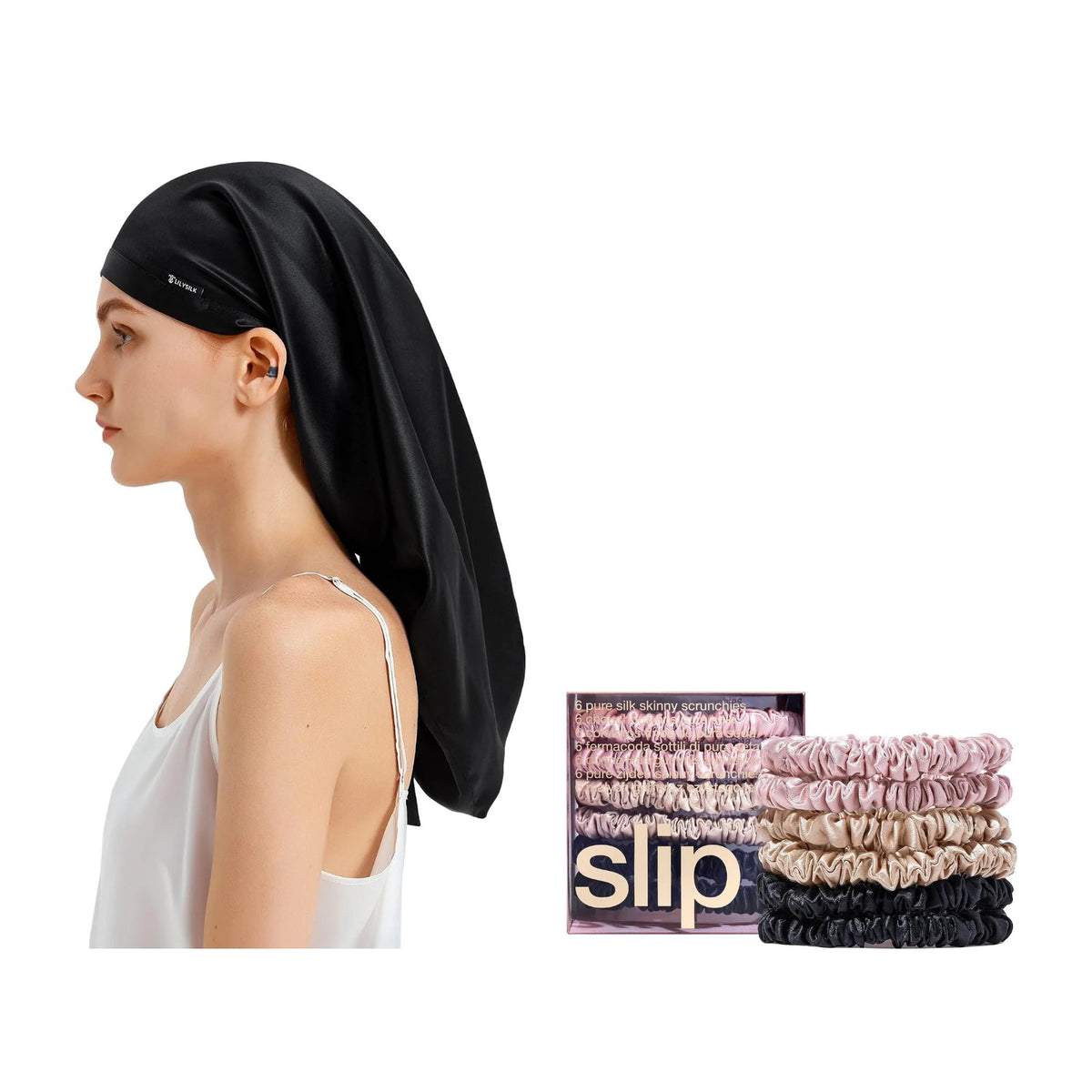 Silk Bonnet & Slip Scrunchie Set
