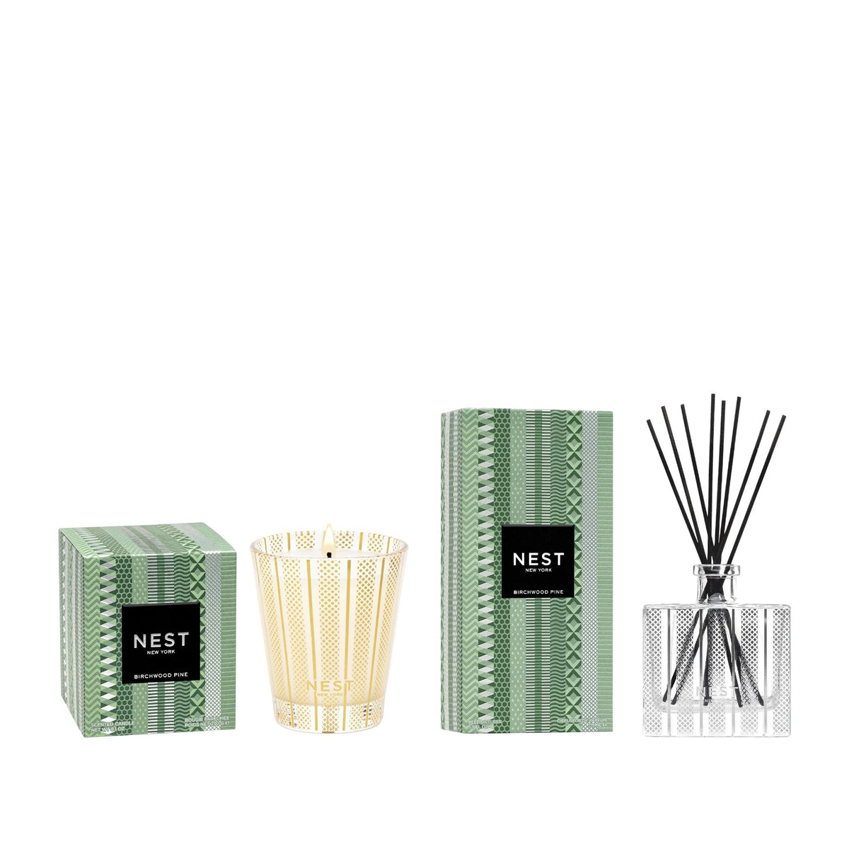 NEST Birchwood Pine Holiday Set | Candle + Reed Diffuser