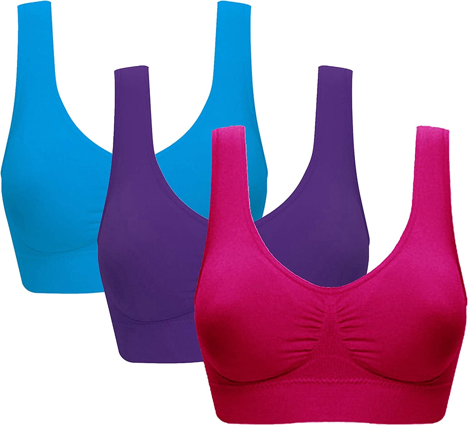 Women'S 3 Pack Seamless Comfortable Sports Bra with Removable Pads