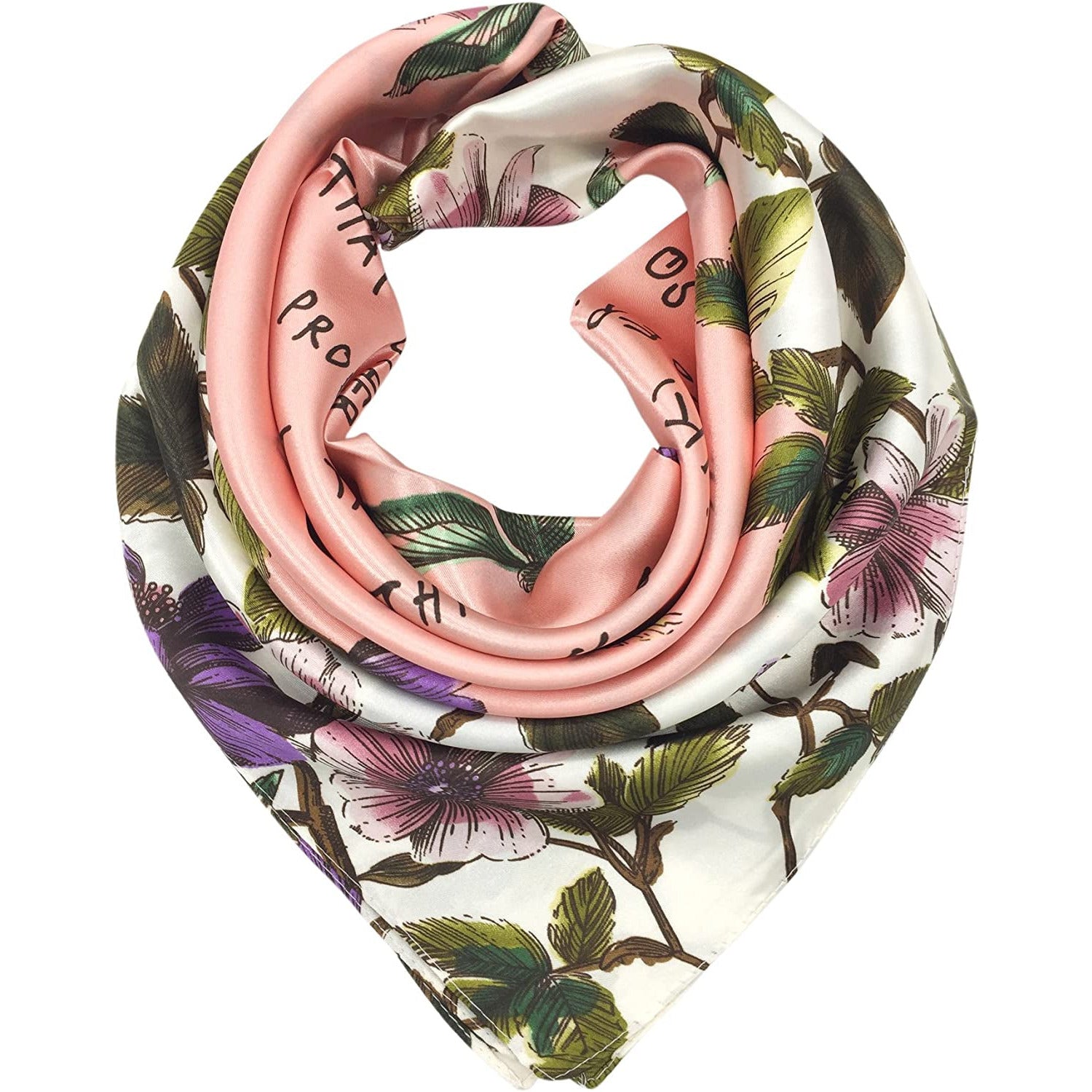Silk Feeling Scarf Women'S Fashion Pattern & Solid Color Large Square Satin Headscarf
