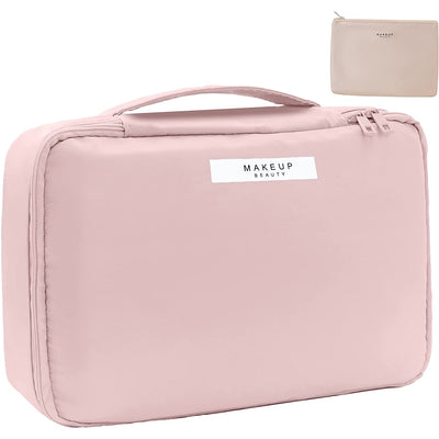 Travel Makeup Bag Cosmetic Bag Makeup Bag Toiletry Bag for Women and Girls (Pink)