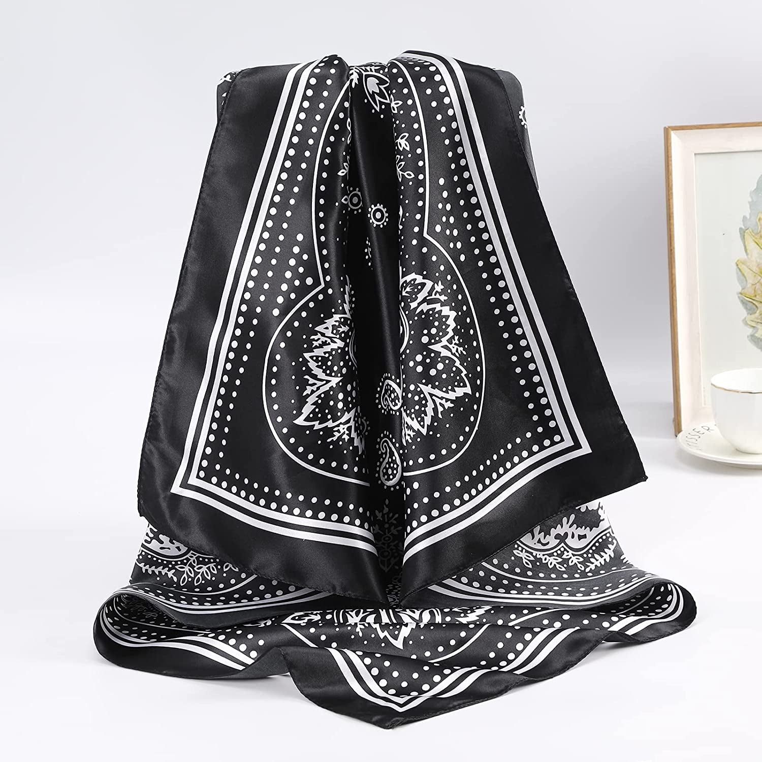 35” Satin Large Square Head Scarves - 4PCS Silk like Neck Scarf Hair Sleeping Wraps Lightweight Satin Silk Scarfs