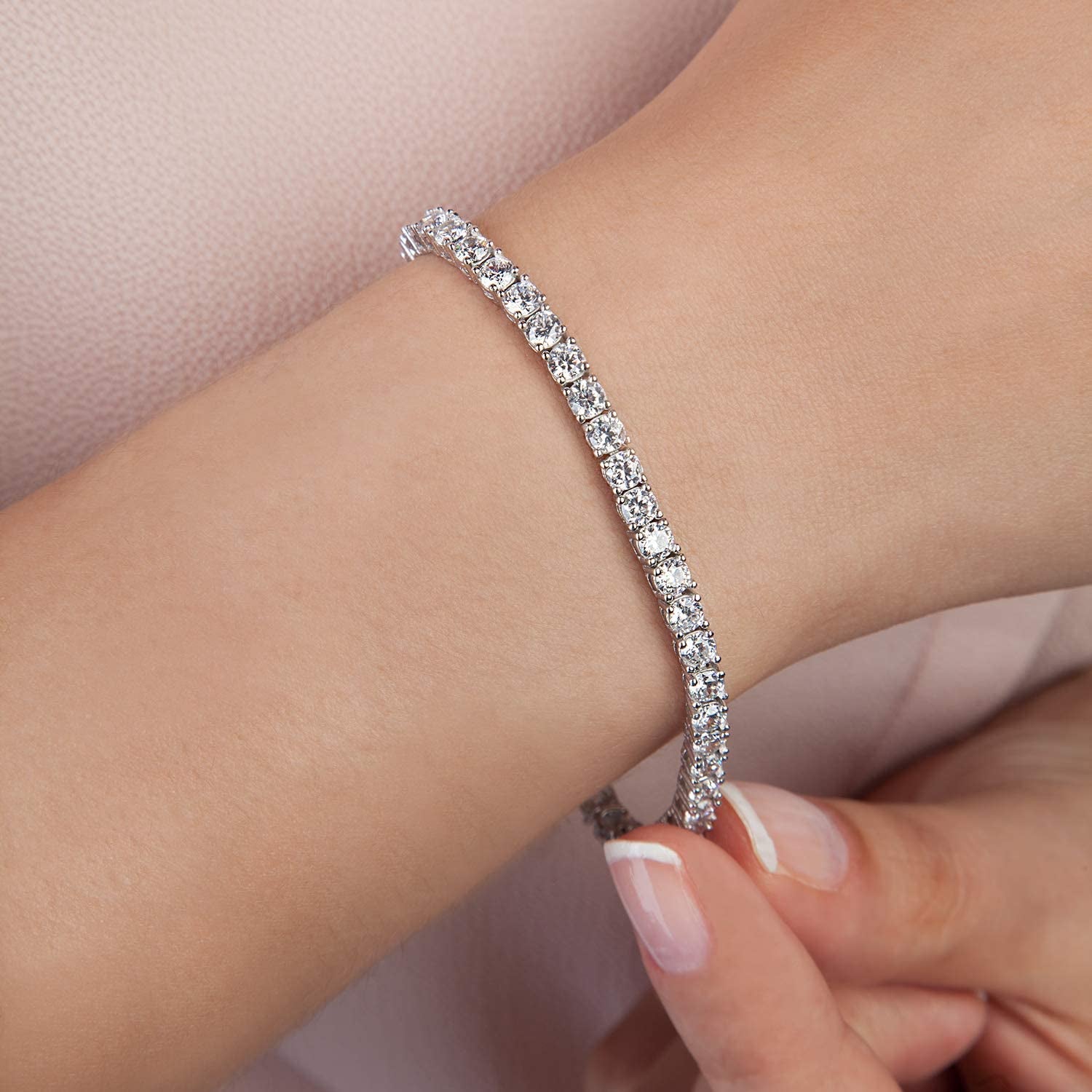14K Gold Plated 3Mm Cubic Zirconia Classic Tennis Bracelet | Gold Bracelets for Women | Size 6.5-7.5 Inch