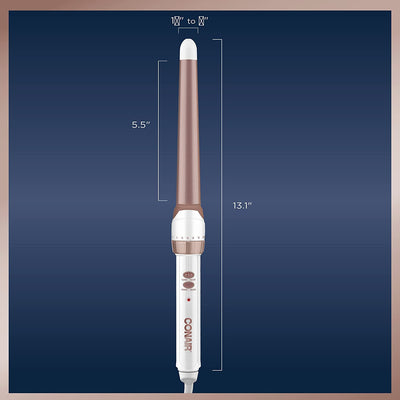 Double Ceramic 1 1/4-Inch to 3/4-Inch Curling Wand, Tapered Wand Produces Beachy Waves