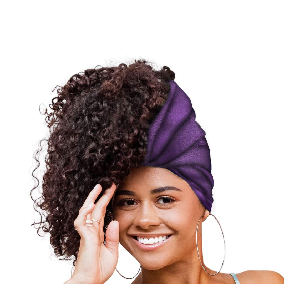 Charmeuse Satin Prefolded Head Scarf, Double Layered Satin Bandana for Women, Large, Majestic Purple Luxstretch
