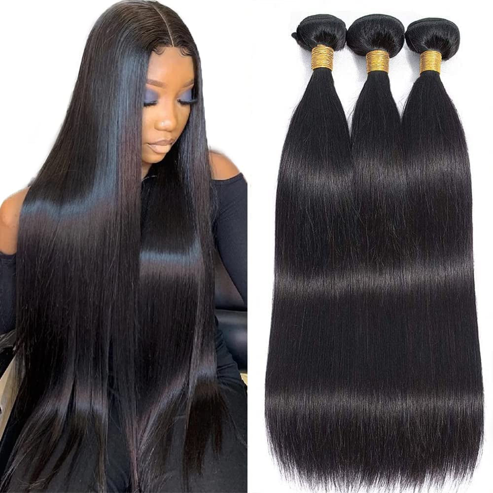 10A Straight Hair Bundles Brazilian Virgin Human Hair Bundles Straight 18 20 22 Inch 100% Unprocessed Virgin Hair Straight Weave Bundles Human Hair 3 Bundles Deals