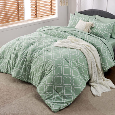 Bedsure Sage Green Comforter Set Twin - Bed in a Bag Twin 5 Pieces, Lightweight Warm Bedding Sets for All Season with Comforters, Sheets, Pillowcase & Sham