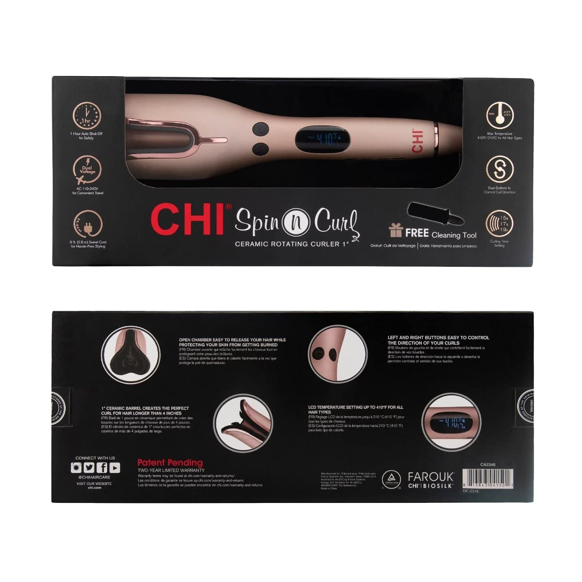 Spin N Curl Special Edition Rose Gold Hair Curler 1". Ideal for Shoulder-Length Hair between 6-16” Inches.