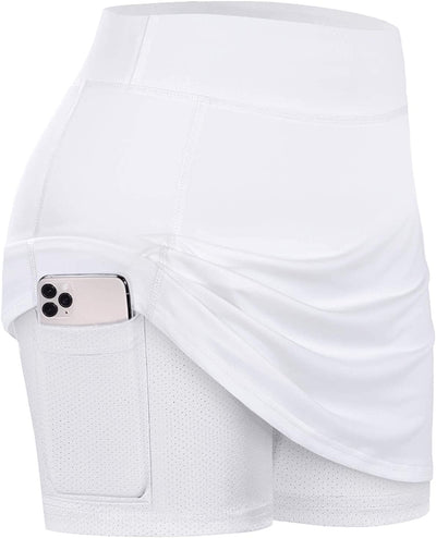 Women Tennis Skirts Inner Shorts Elastic Sports Golf Skorts with Pockets