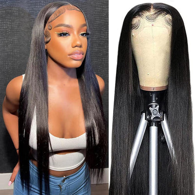 Straight Lace Front Wigs Human Hair 13X4 HD Lace Front Wigs Human Hair Pre Plucked 22 Inch Glueless Human Hair Wigs for Black Women 180 Density Transparent Frontal Human Hair Lace Front Wigs