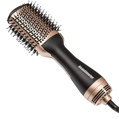 Hot Air Brush, Hair Dryer Brush & Volumizer, 3 in 1 Negative Ionic Hair Styler for Straightening, Curling, 1000W, Black & Gold
