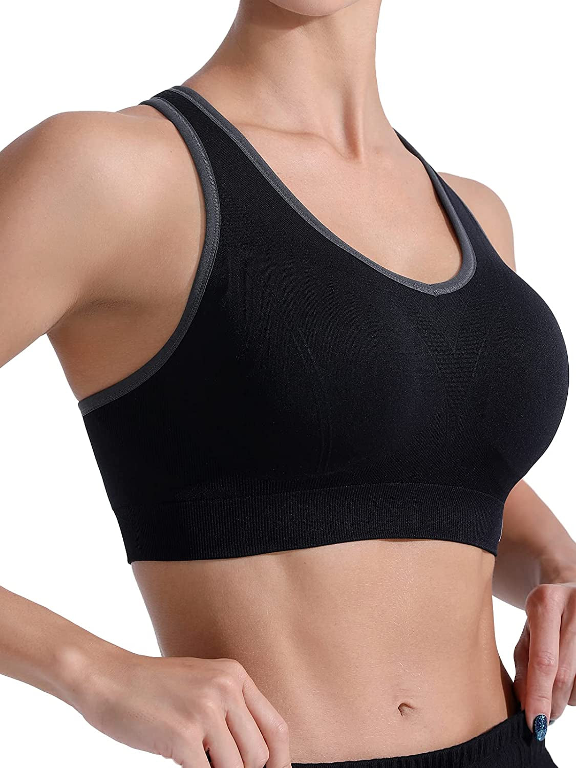 Racerback Sports Bras for Women - Padded Seamless High Impact Support for Yoga Gym Workout Fitness