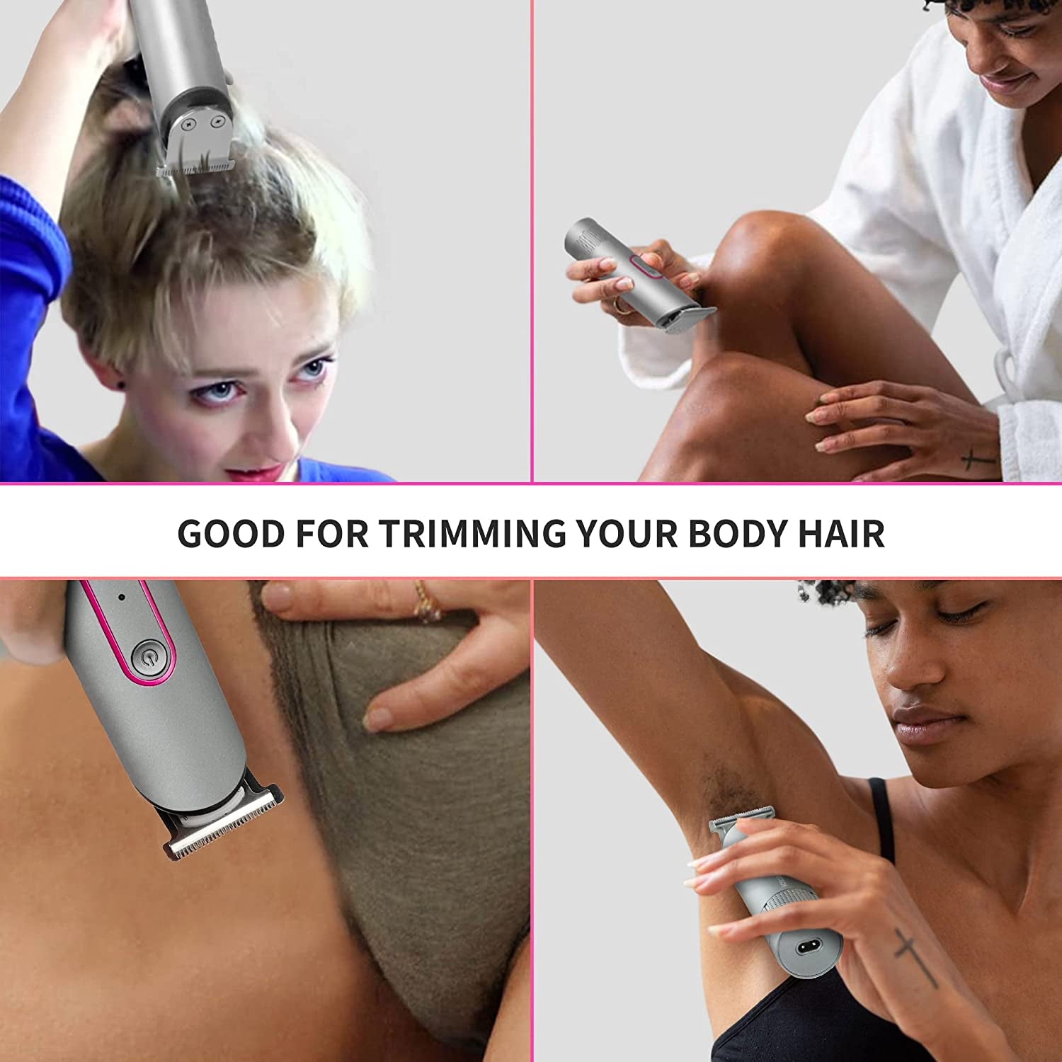 Hair Trimmer for Women, Waterproof Bikini Trimmer, Rechargeable Pubic Hair Clippers and Trimmer, Electric Shaver for Women, Women Electric Razor, Hair Cut Kit, Barber Grooming Set, Aurora Gray